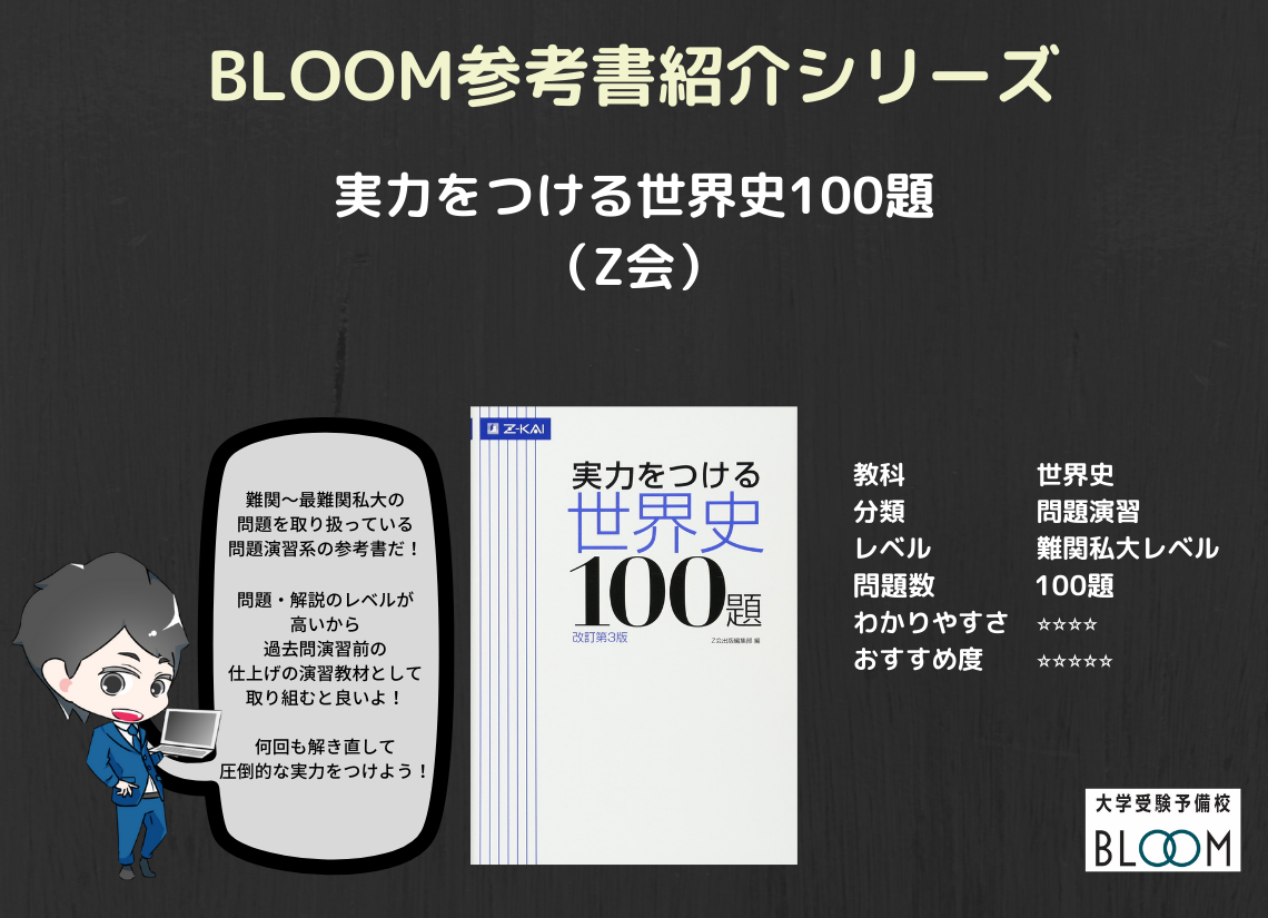『実力をつける世界史100題』BLOOM参考書紹介シリーズ